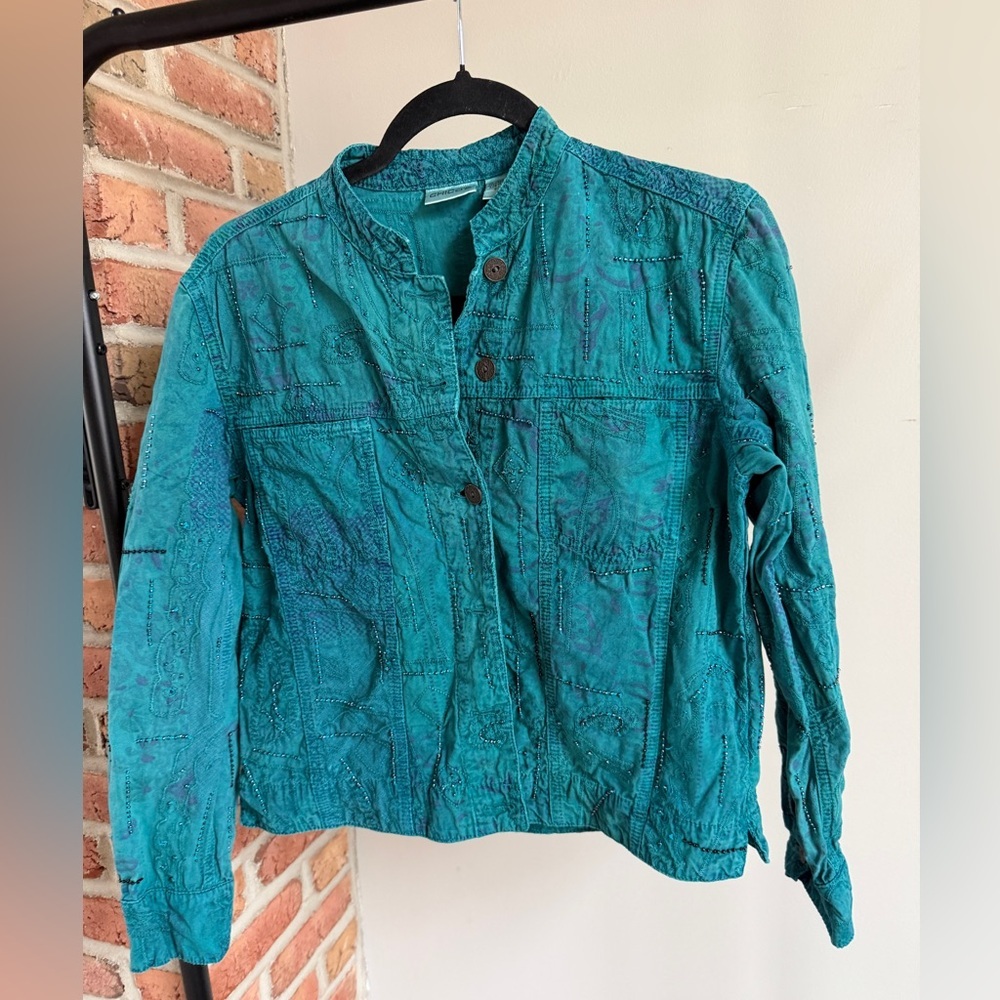 Chico's Turquoise Button-Down Shirt